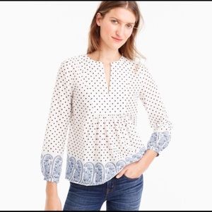 J Crew Popover top in Polka-dot Paisley print sz 8